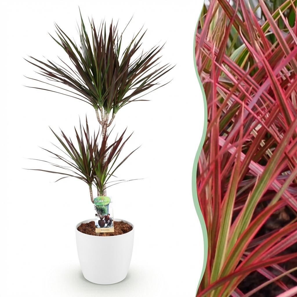 Dracaena Magenta (drakenboom) in Potter-sierpot wit – Ø21 cm, 90–100 cm hoog