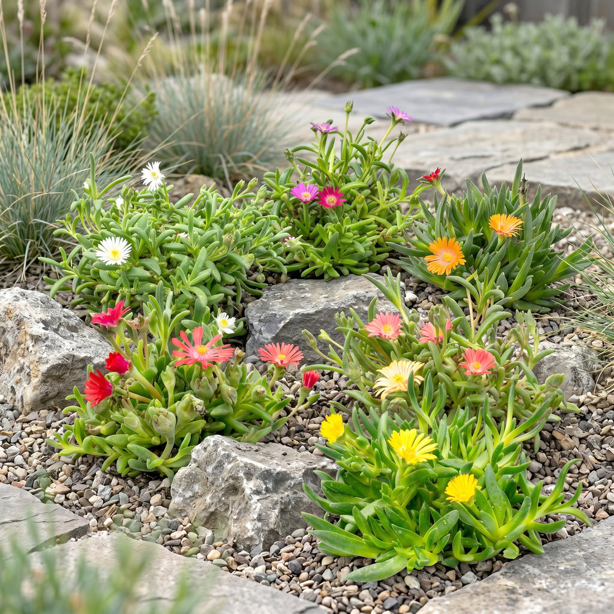 Delosperma mix (ijsbloem) – 6 planten, Ø7 cm, 10–12 cm hoog