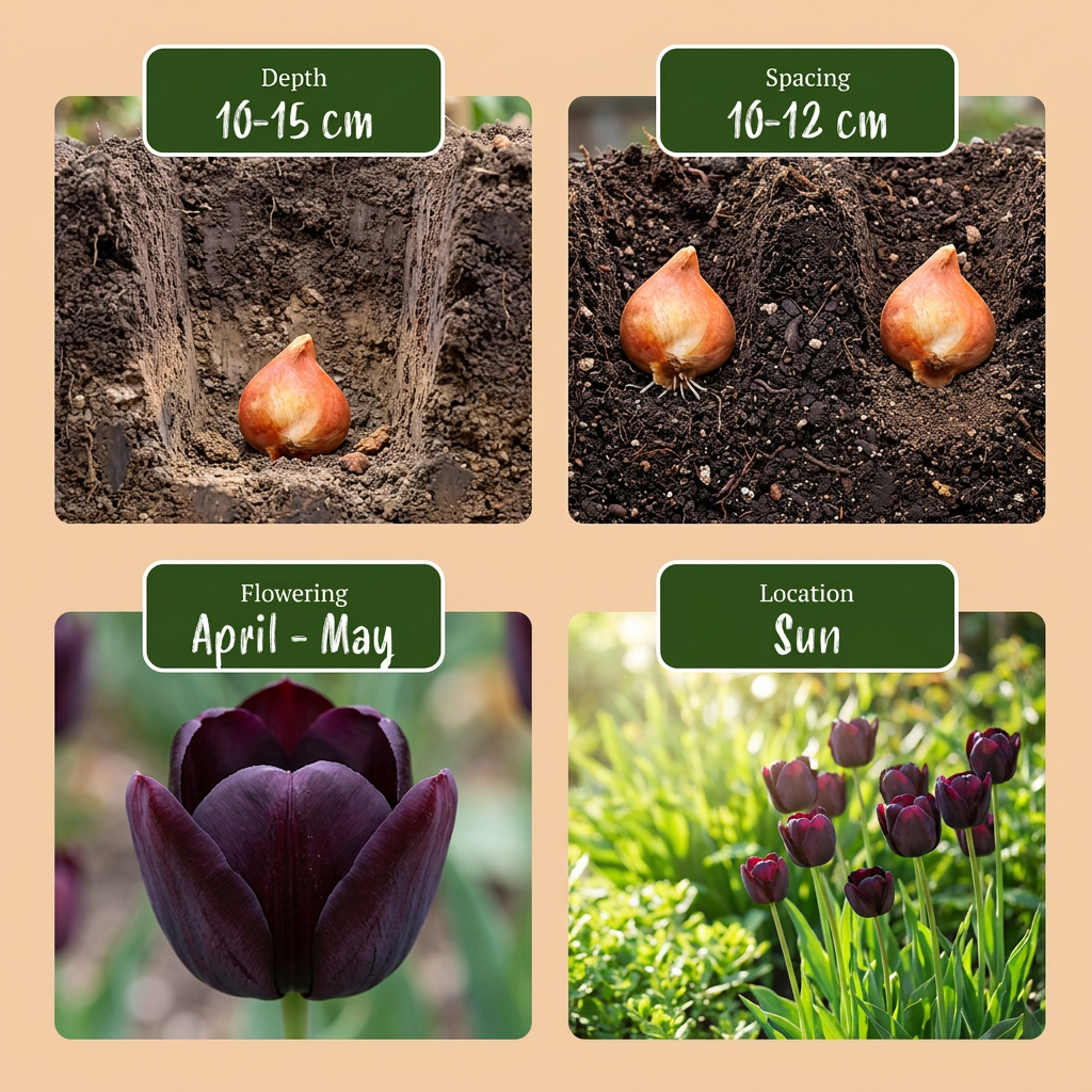 Tulpe 'Triumph Black' – 24 Blumenzwiebeln (Zwiebelgröße 11/12)
