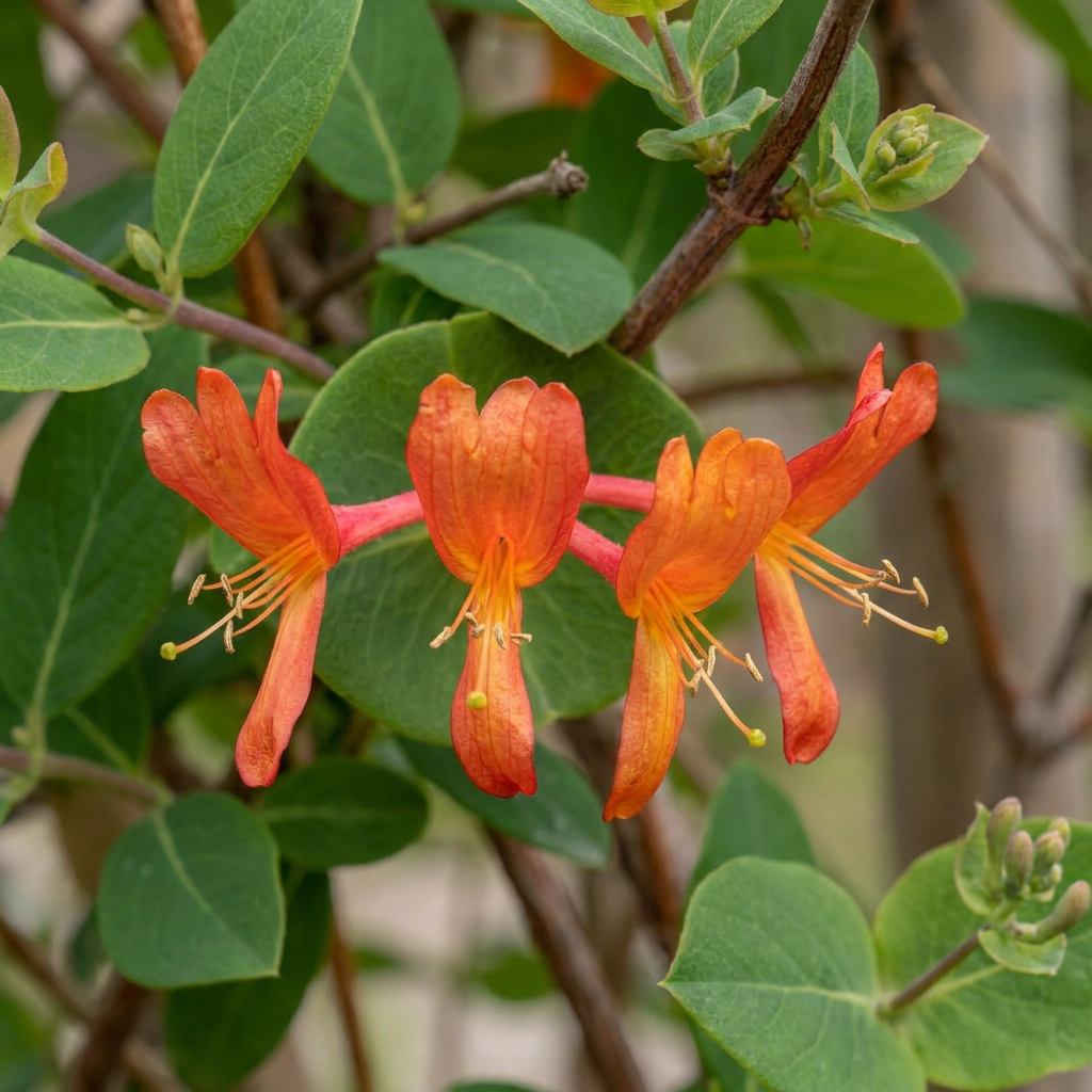 Lonicera × brownii 'Dropmore Scarlet' (chèvrefeuille) – jaune-rouge – 2 plantes, Ø9 cm, 35 cm de haut – photo 3
