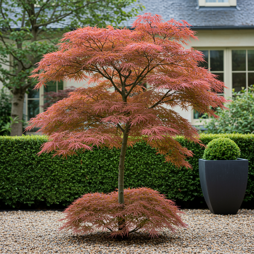 Acer palmatum 'Jerre Swarts' (donker rood) – donkerrood – 2 planten, Ø19 cm, 70 cm hoog – foto 5