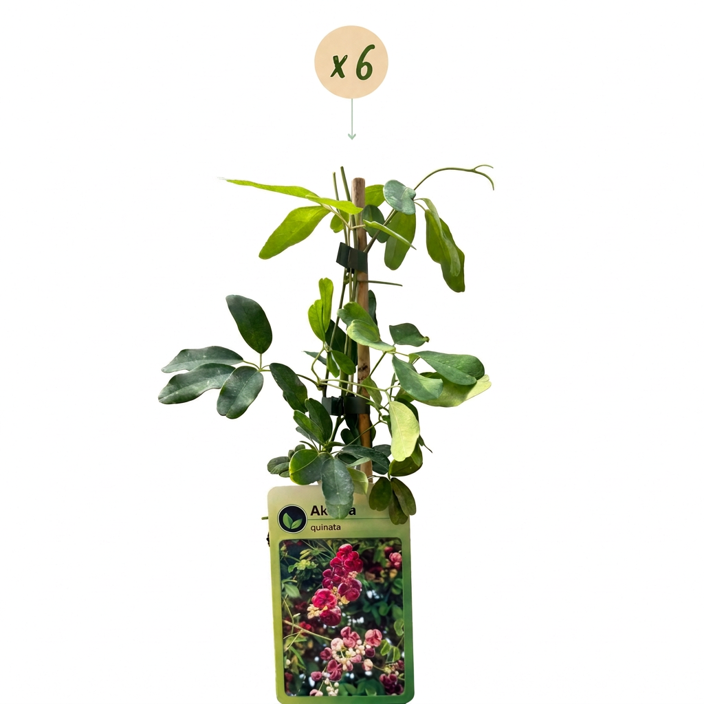 Akebia quinata (akebia à cinq feuilles) – pourpre-rouge – 6 plants, Ø9 cm, 35 cm de haut – photo 2