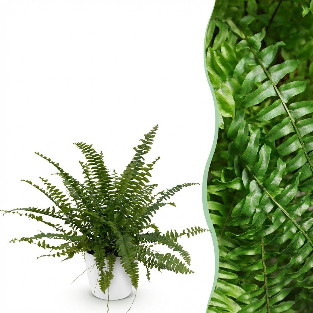 Nephrolepis exaltata Green Lady (sværdbregne) i hvid Potter-pottedødskasse – Ø12 cm, 25 cm høj