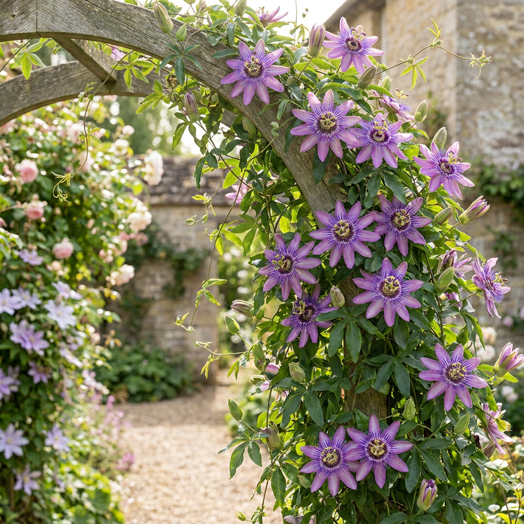 Passiflora 'Lavendel Dame' (passiebloem) – paars – 2 planten, Ø9 cm, 35 cm hoog