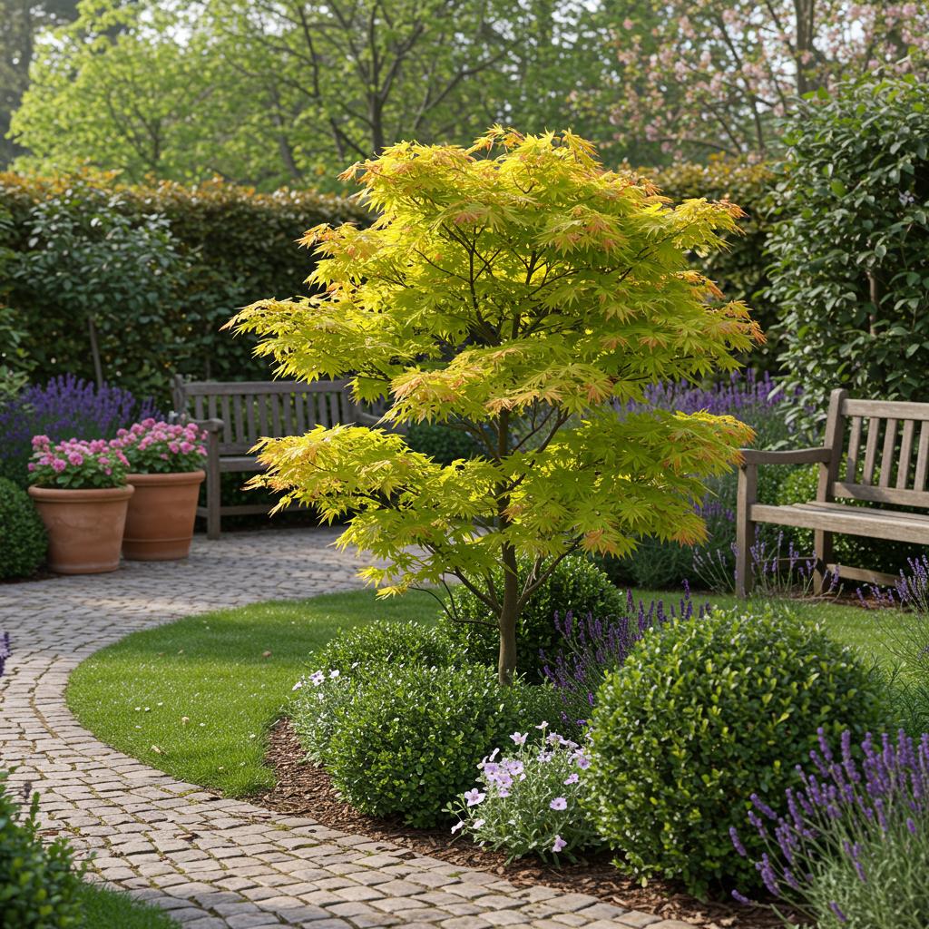 Acer palmatum 'Jordan' (Japanse esdoorn) – geel – Ø19 cm, 70 cm hoog – foto 6