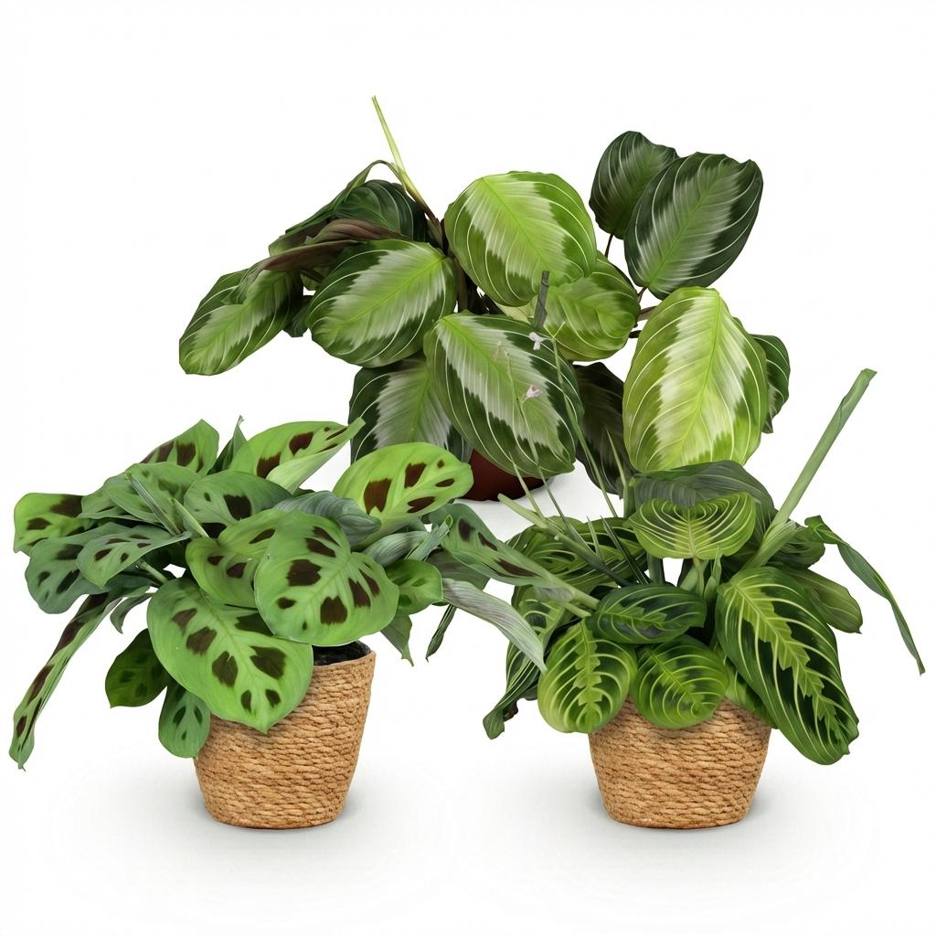 3× Maranta Silverband, Marantha Lemon Lime Marantha Kerchoveana (prayer plant) with basket – Ø12 cm, 25 cm high – photo 2