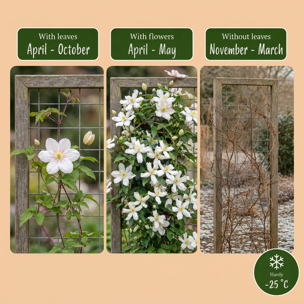 Clematis montana 'Wilsonii' (Waldrebe) – weiß – 6 Pflanzen, Ø 9 cm, 35 cm hoch – Bild 5