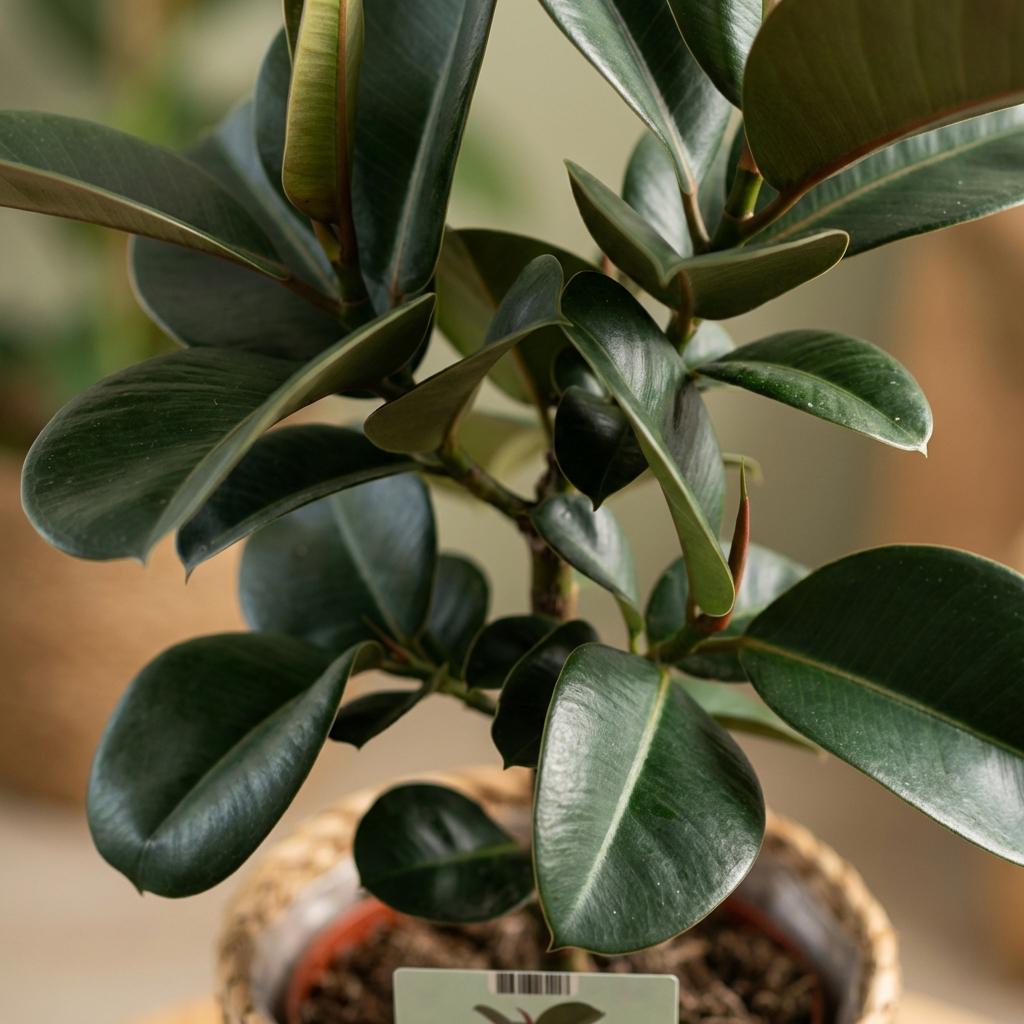 Ficus elastica Cloe (plante caoutchouc) avec panier – Ø19 cm, 65 cm de haut