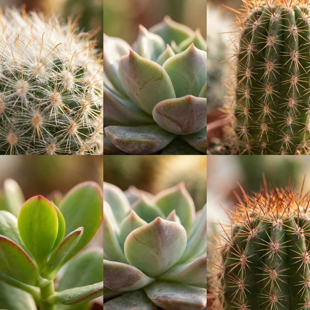 18× Mini Cactus & Succulentes Mix (Cactaceae) – Ø6 cm, 5–10 cm de haut
