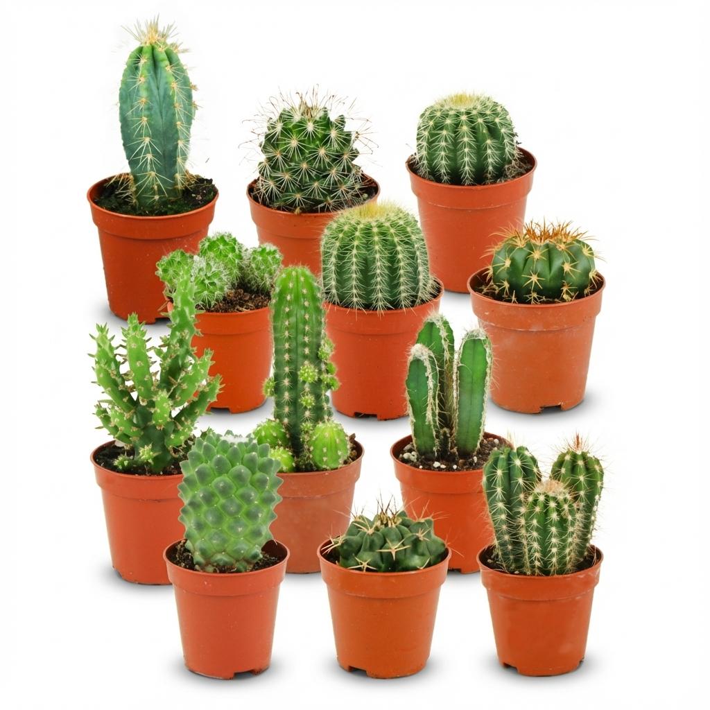 12× Mini Cactus Set (Cactaceae) – Ø6 cm, 5–10 cm hoog