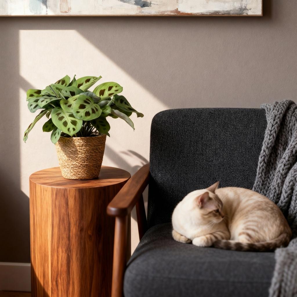2× Maranta Fascinator Kerchoveana (plante prieuse) avec panier – Ø12 cm, 25 cm de haut