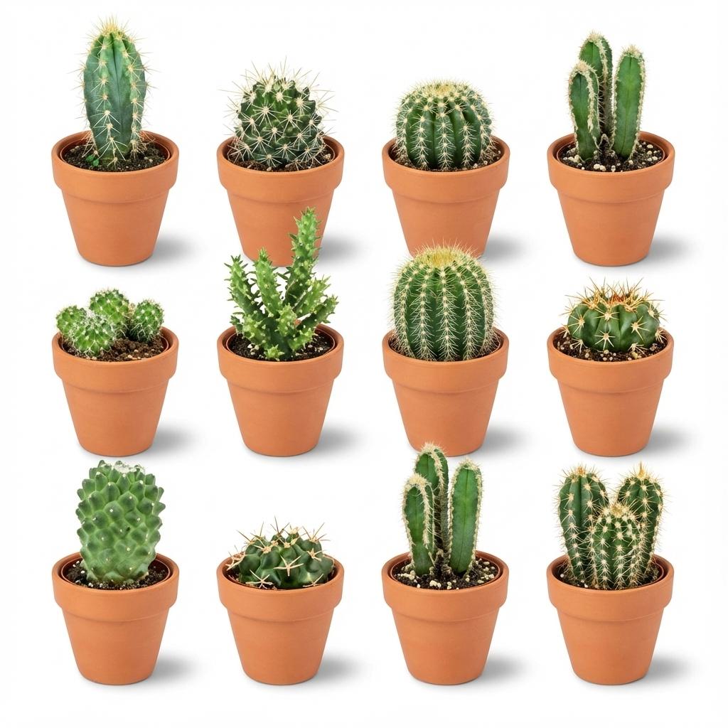 12× Mini Cactus Mix (Cactaceae) – Ø8 cm, 5–10 cm hoog