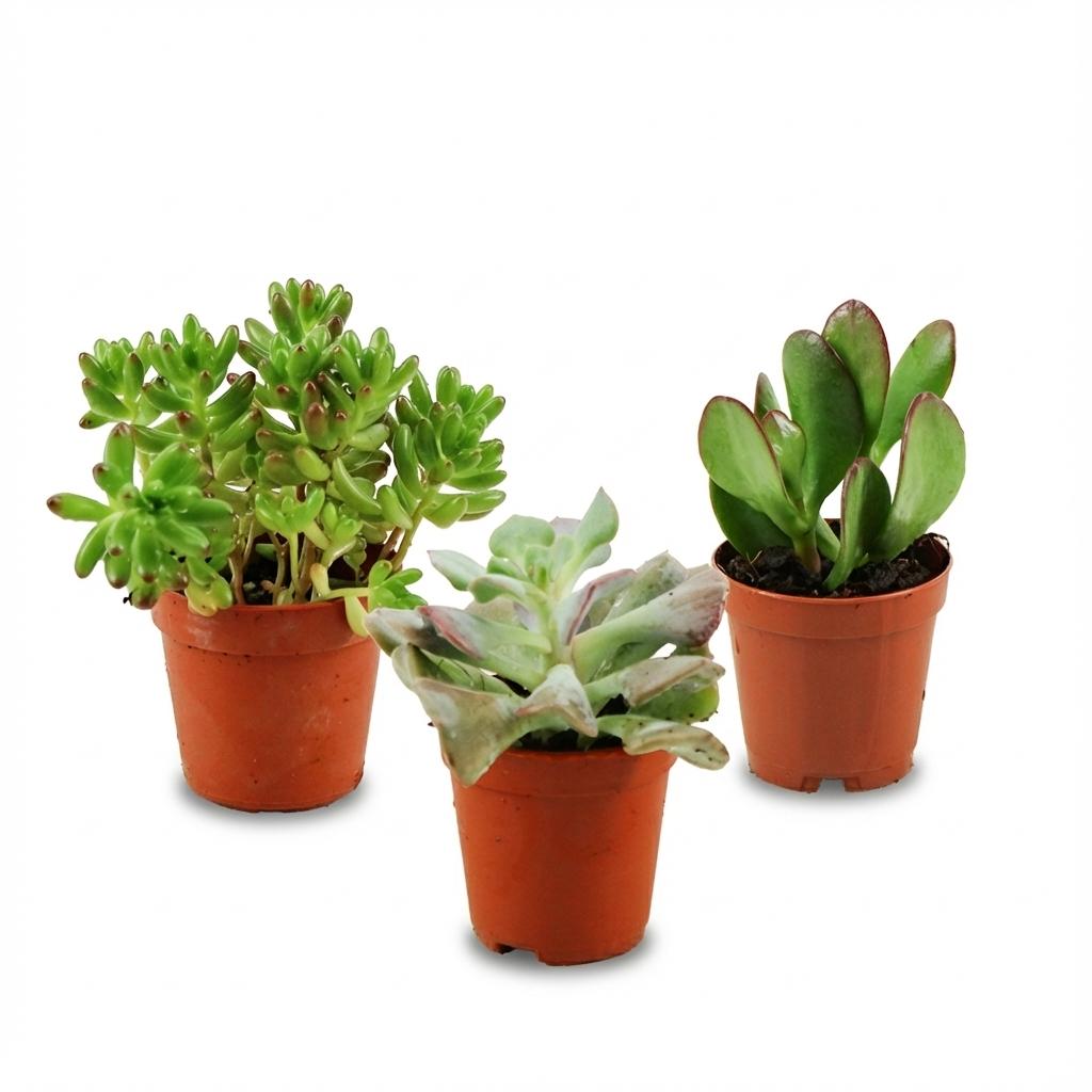 3× Succulents – Ø6 cm, 5–10 cm tall