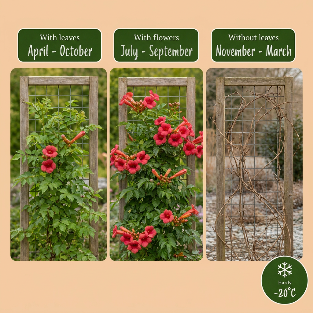 Campsis radicans (trumpet creeper) – orange-red – 2 plants, Ø9 cm, 35 cm high – photo 5