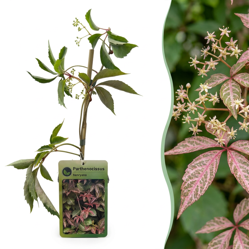 Parthenocissus henryana (vigne vierge chinoise) – 4 plants, Ø9 cm, 35 cm de haut