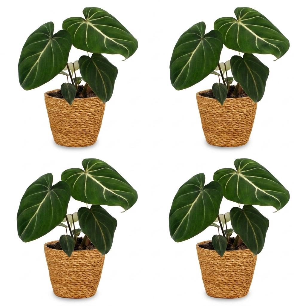 4× Philodendron gloriosum med kurv – Ø12 cm, 25 cm høj