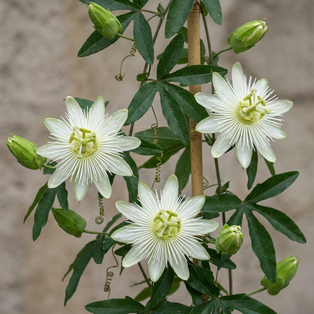 Passiflora caerulea 'Constance Elliott' (passiflore) – blanc – 2 plantes, Ø9 cm, 35 cm de haut – photo 3