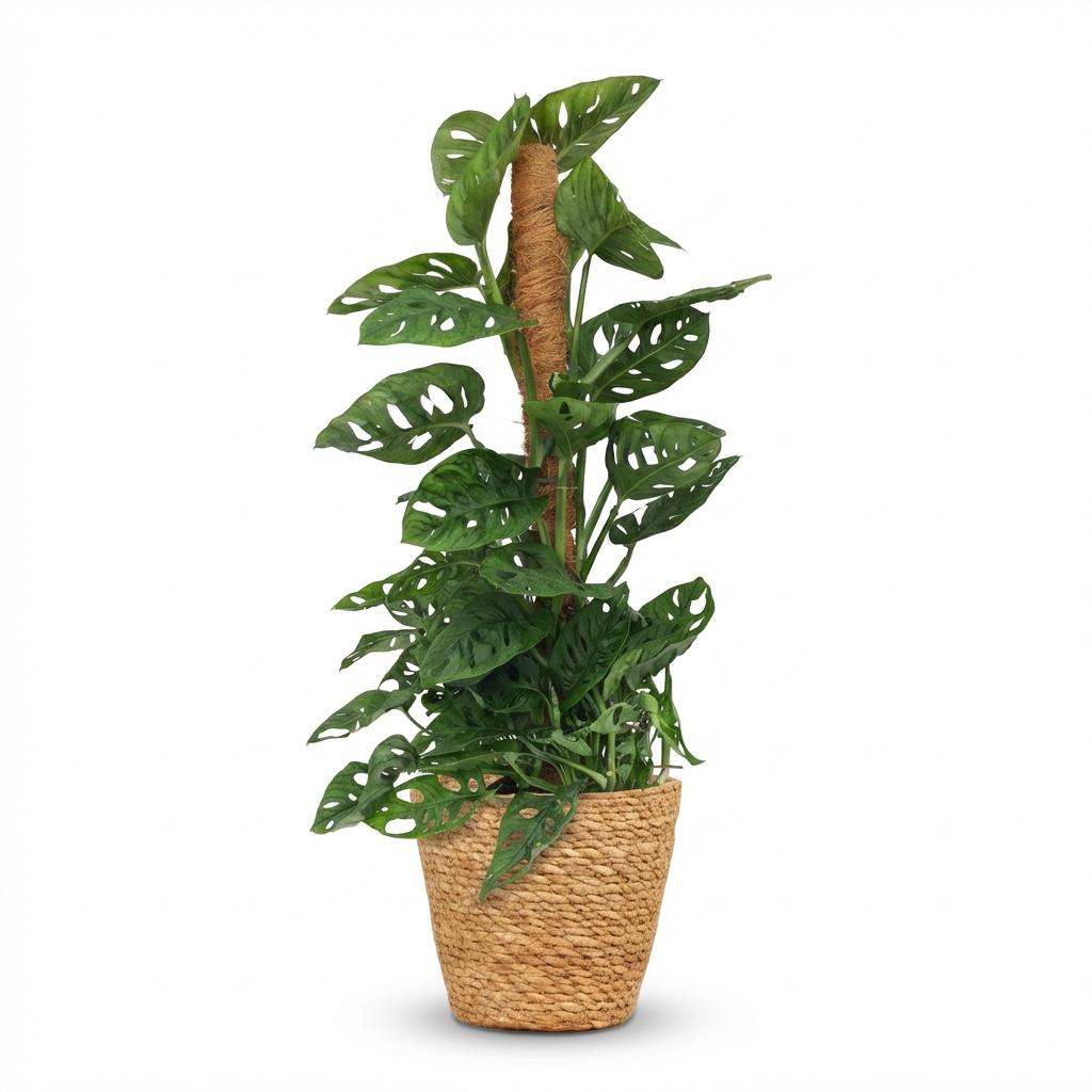 Monkey Mask (Monstera) mit Korb – Ø19 cm, 90 cm hoch