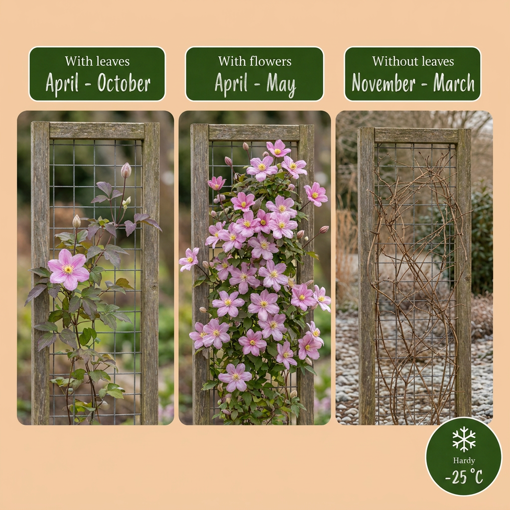 Clematis montana 'Mayleen' (clématite des montagnes) – rose clair – 2 plantes, Ø9 cm, 35 cm de haut – photo 5