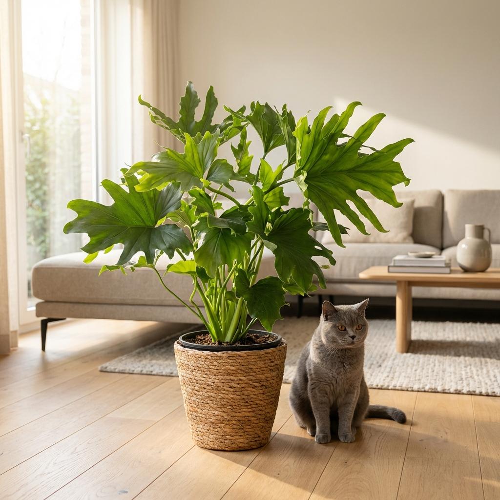 Philodendron Lickety split avec panier – Ø19 cm, 70 cm de haut
