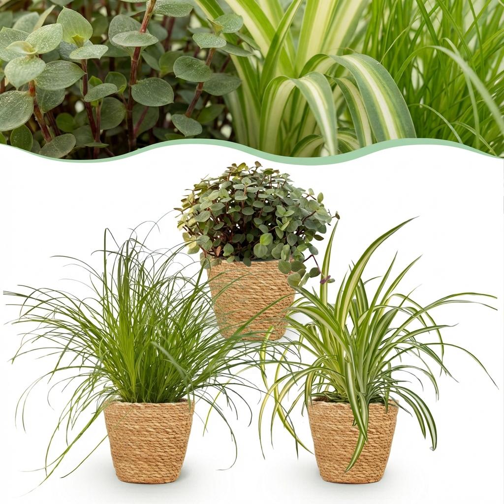 3× Callisia med kurv – Ø12 cm, 20 cm høj