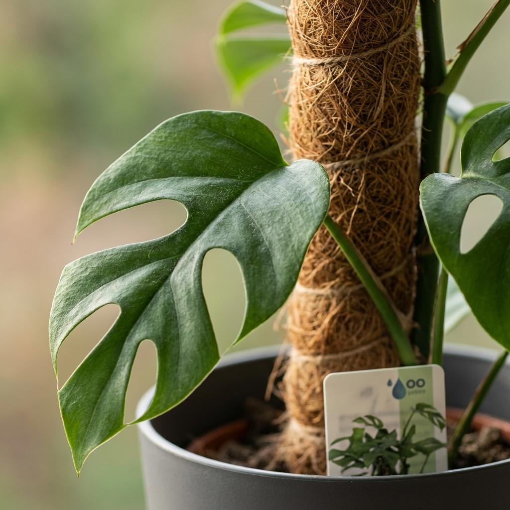 Monstera Minima (mini monstera) in grey Potter decorative pot – Ø19 cm, 90 cm high – photo 4