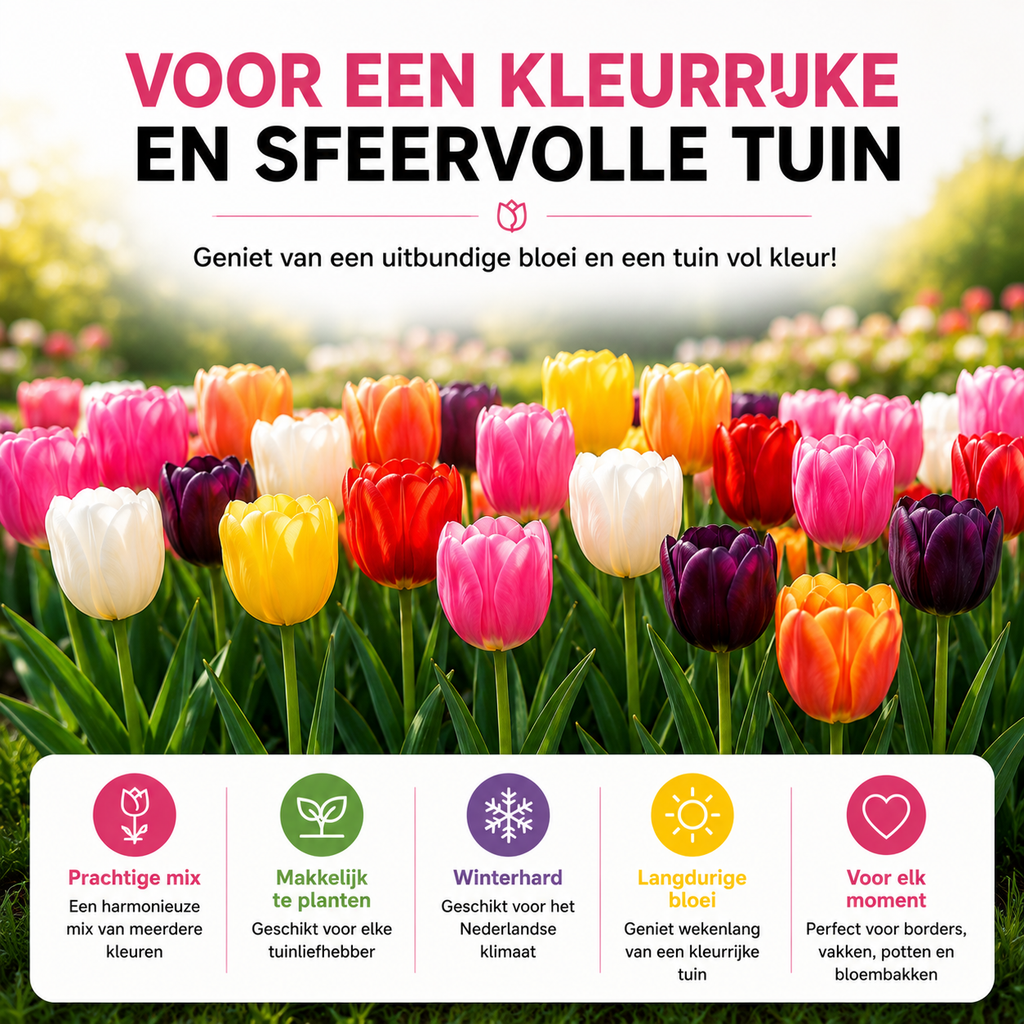 Tulpenmix – 20 bloembollen (bolmaat 11/12)