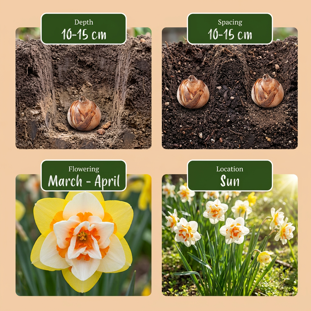 Mélange de jonquilles doubles – 80 bulbes (calibre 12/14)