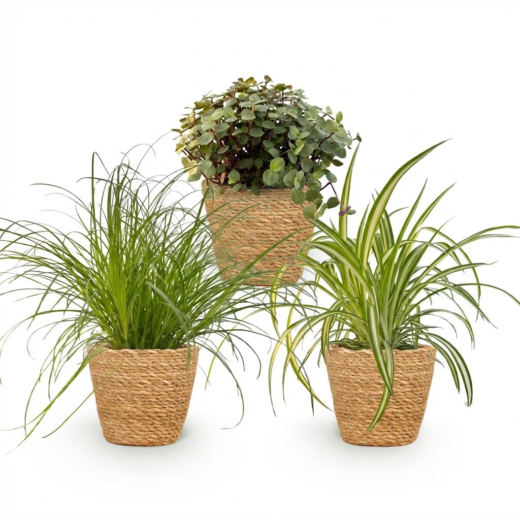 3× Callisia med kurv – Ø12 cm, 20 cm høj