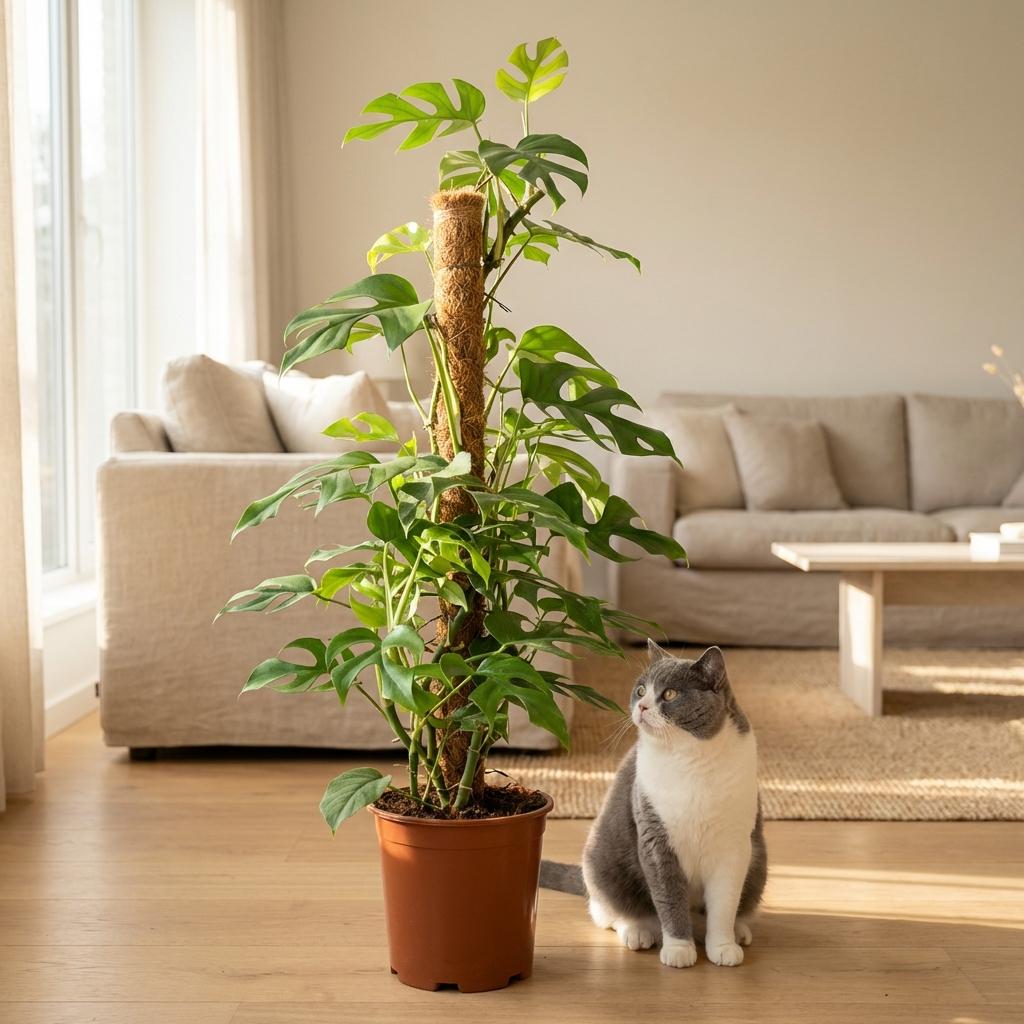 Monstera Minima (mini-monstera) dans pot décoratif blanc – Ø19 cm, 90 cm de haut – photo 3