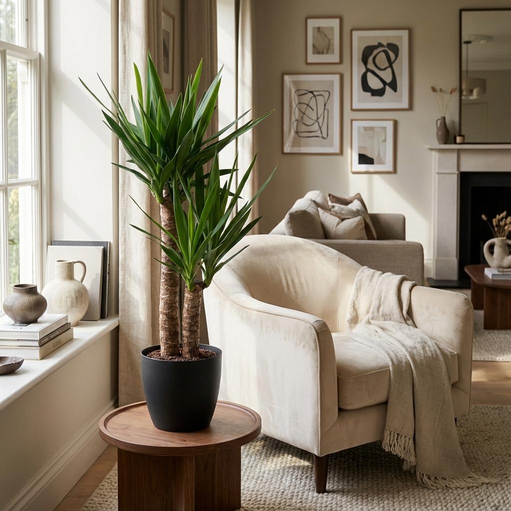 Yucca elephantipes im schwarzen Pflanzgefäß – Ø 21 cm, 90 cm hoch