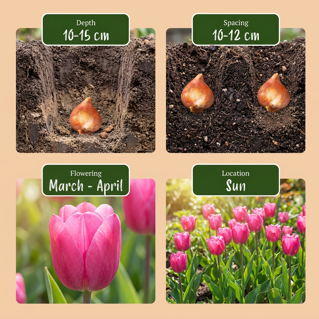 Tulpe 'Triumph Pink' – 15 Blumenzwiebeln (Zwiebelgröße 11/12)