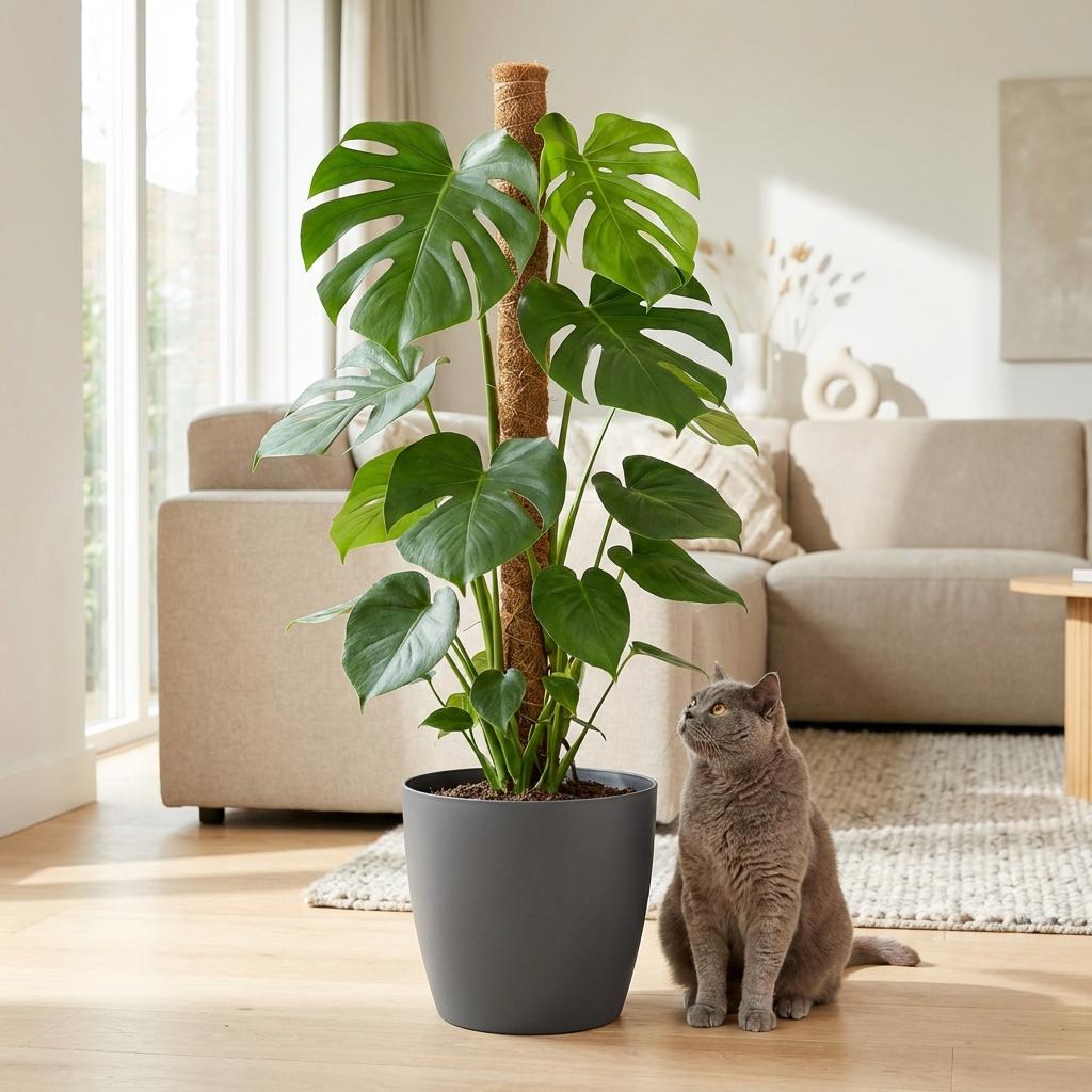 Monstera deliciosa (gatenplant) in Potter-sierpot grijs – Ø19 cm, 90 cm hoog – foto 3