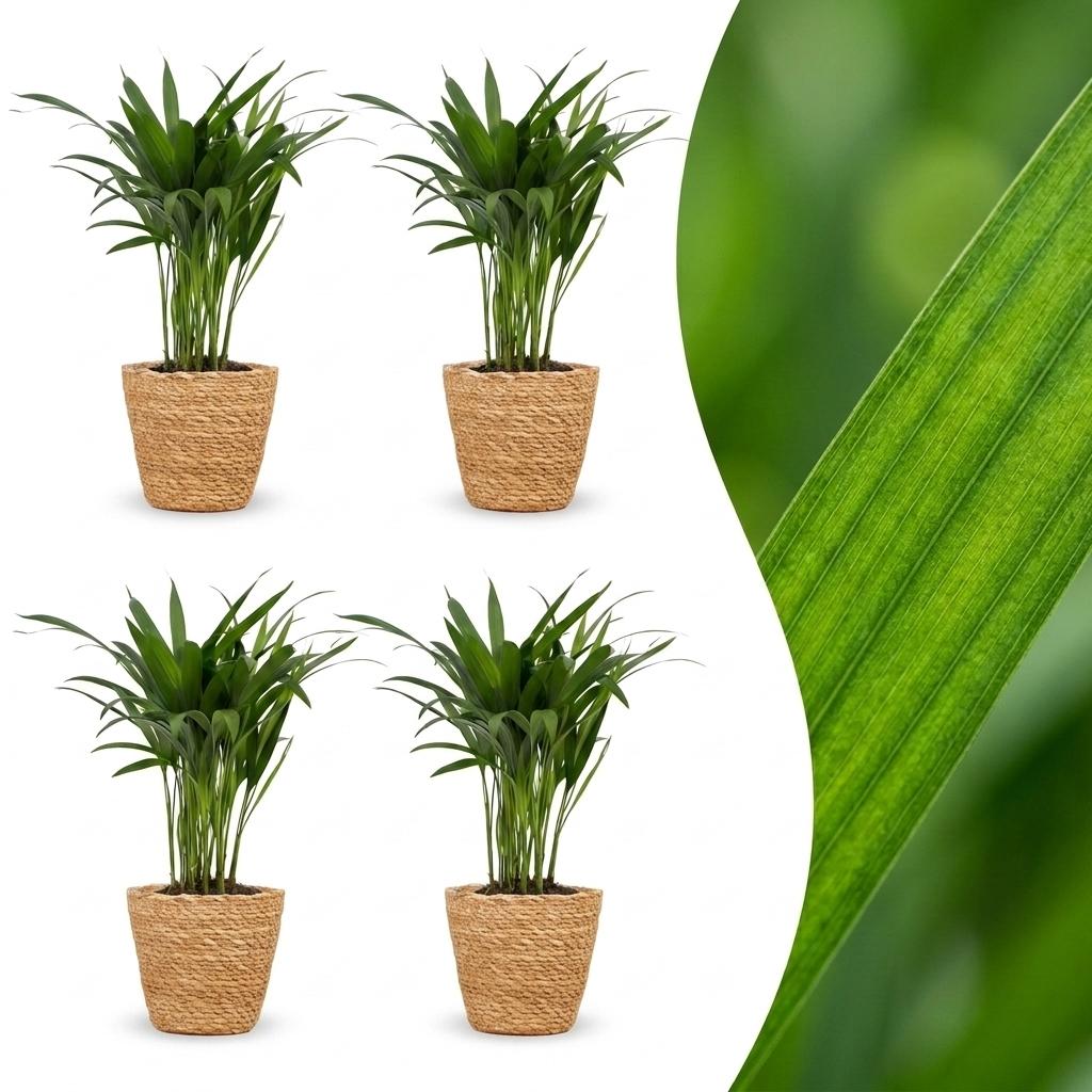4× Areca lutescens (Dypsis) avec panier – Ø12 cm, 45 cm de haut
