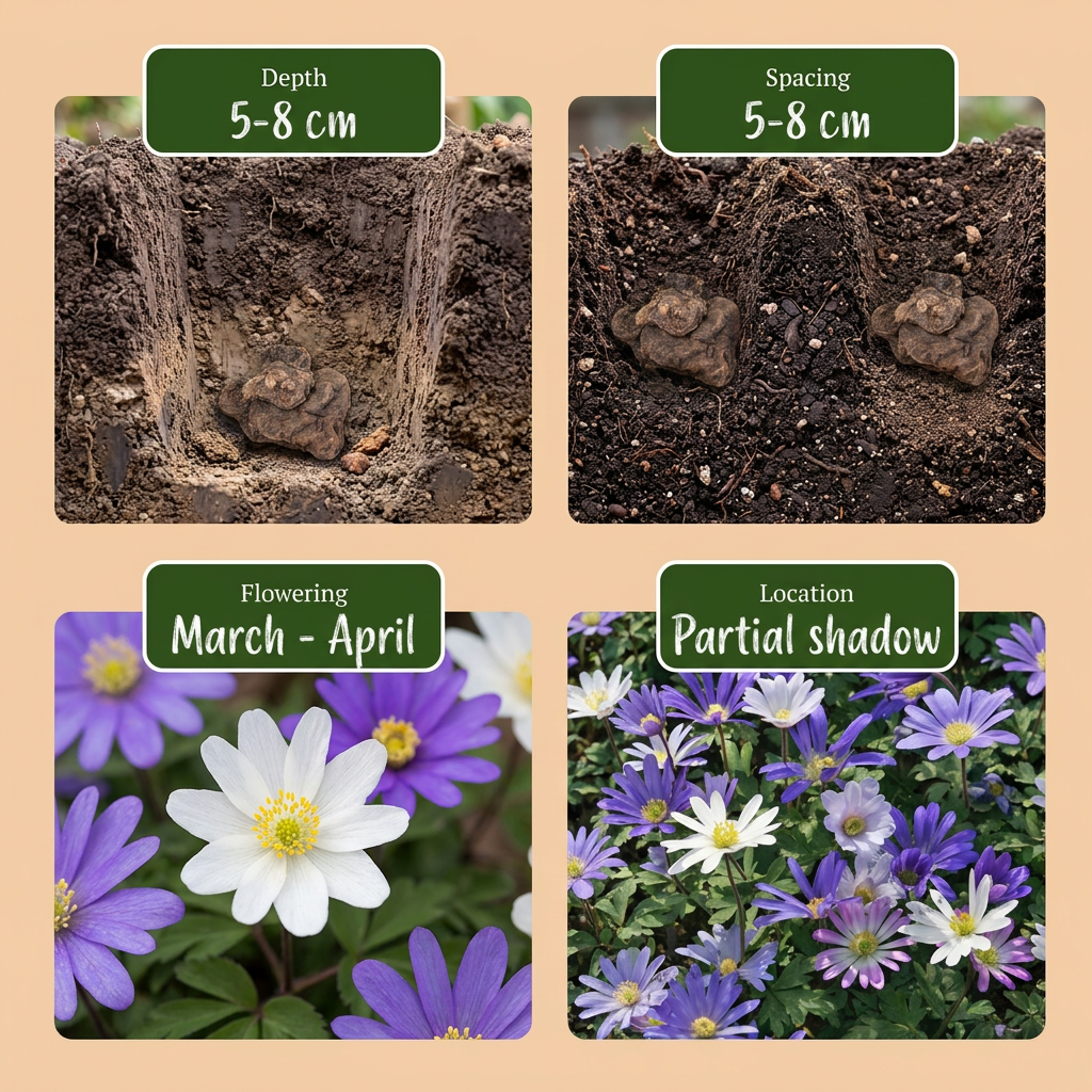 Griekse anemoon mix (Anemone blanda) – 100 bloembollen (bolmaat 4/5)