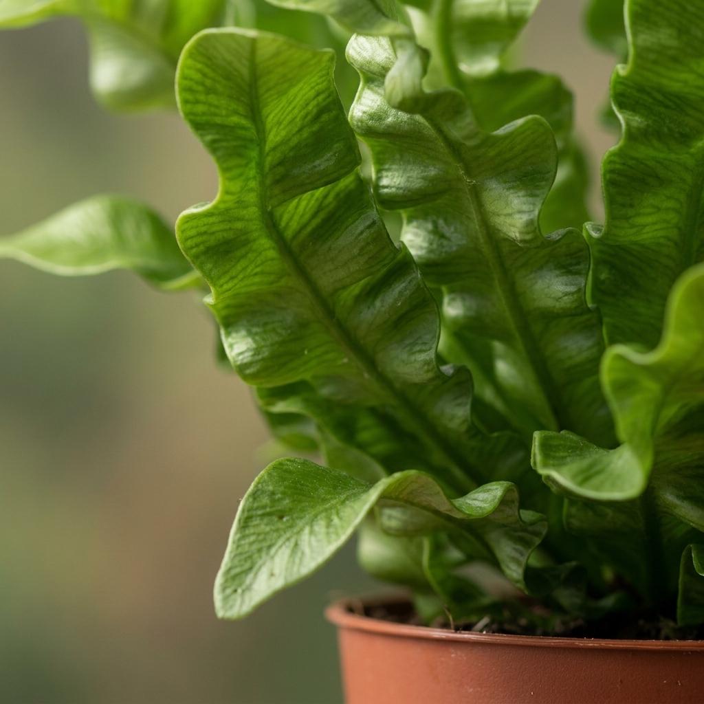 4× Asplenium Crispy Wave (fugleredefarn) i Potter-pyntepotte hvid – Ø12 cm, 30 cm høj
