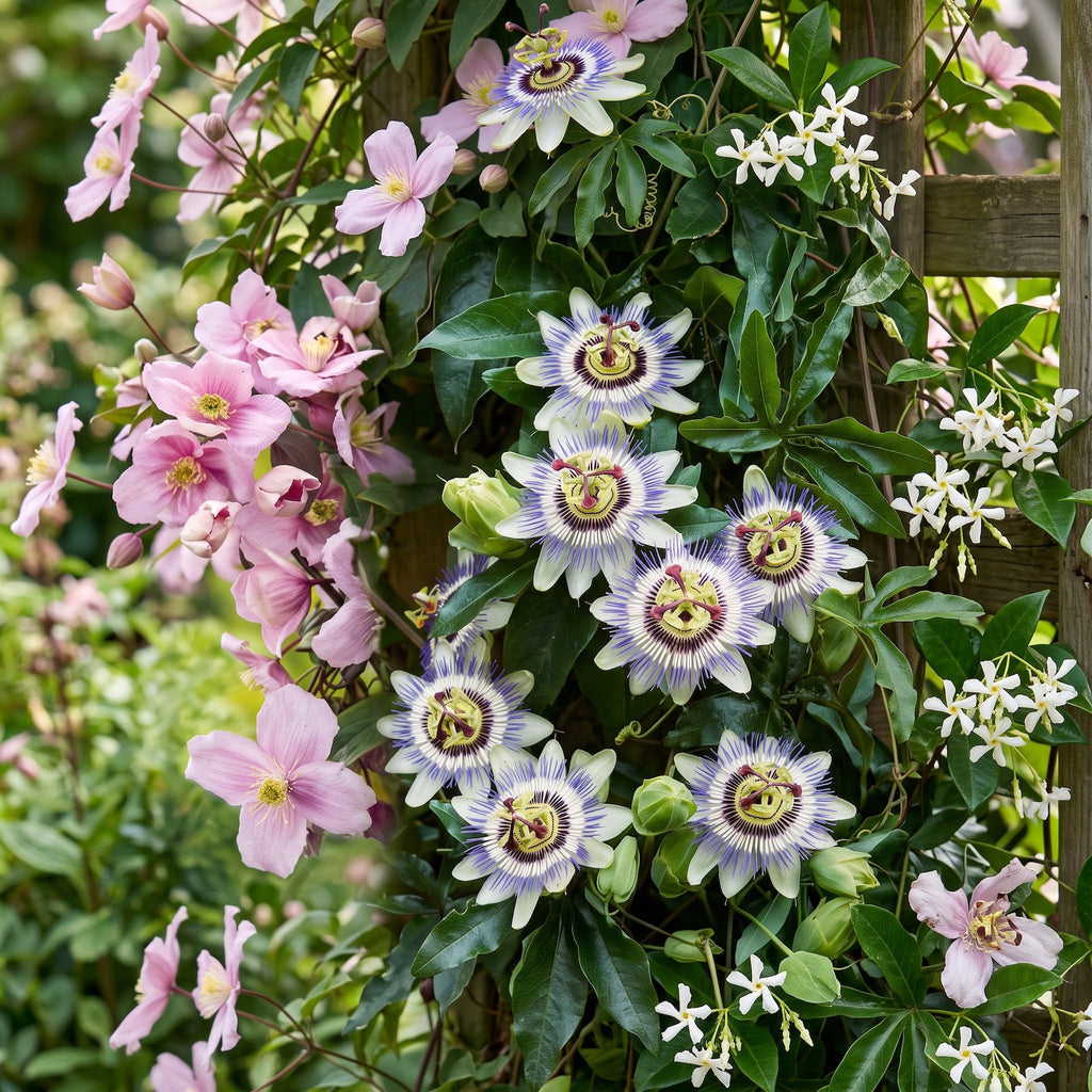 Tricolour Climbing Plant Set – light pink-white-purple – 3 plants, Ø9 cm, 35 cm high – photo 5