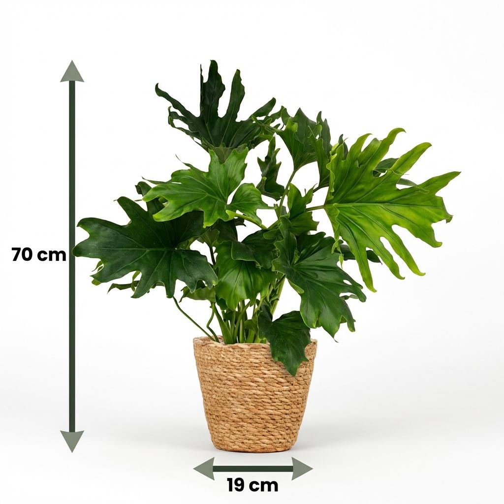 Philodendron Lickety split avec panier – Ø19 cm, 70 cm de haut