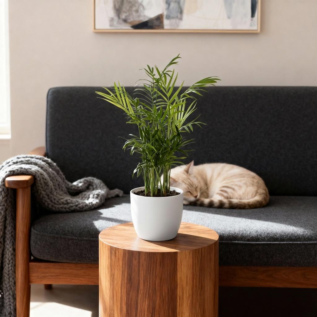 Goudpalm (Dypsis) in Potter-sierpot wit – Ø12 cm, 15 cm hoog