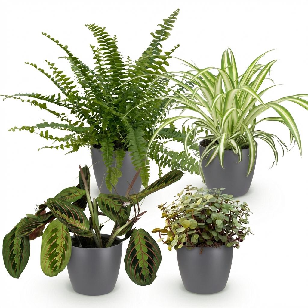 4× Callisia in Potter-sierpot grijs – Ø12 cm, 25 cm hoog
