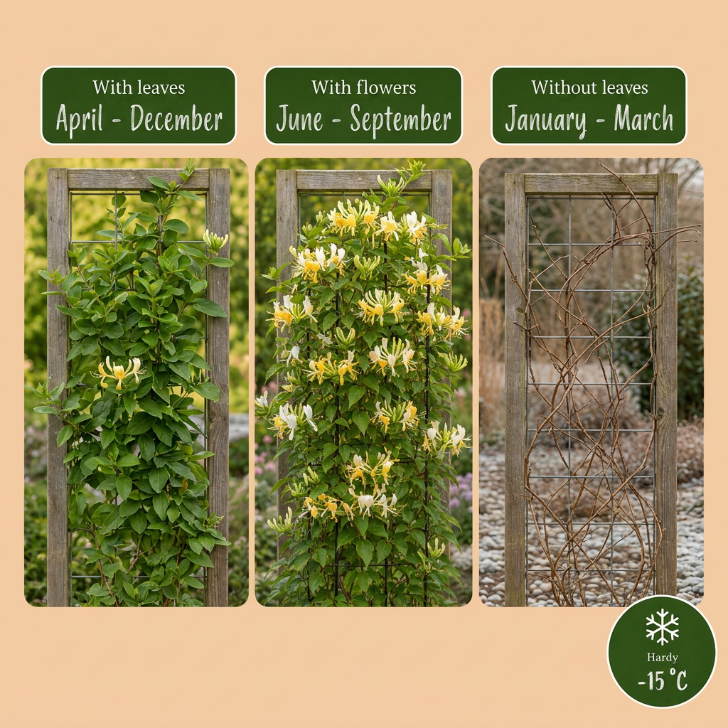 Lonicera japonica 'Halliana' (chèvrefeuille du Japon) – blanc-jaune – 6 plantes, Ø9 cm, 35 cm de haut – photo 5