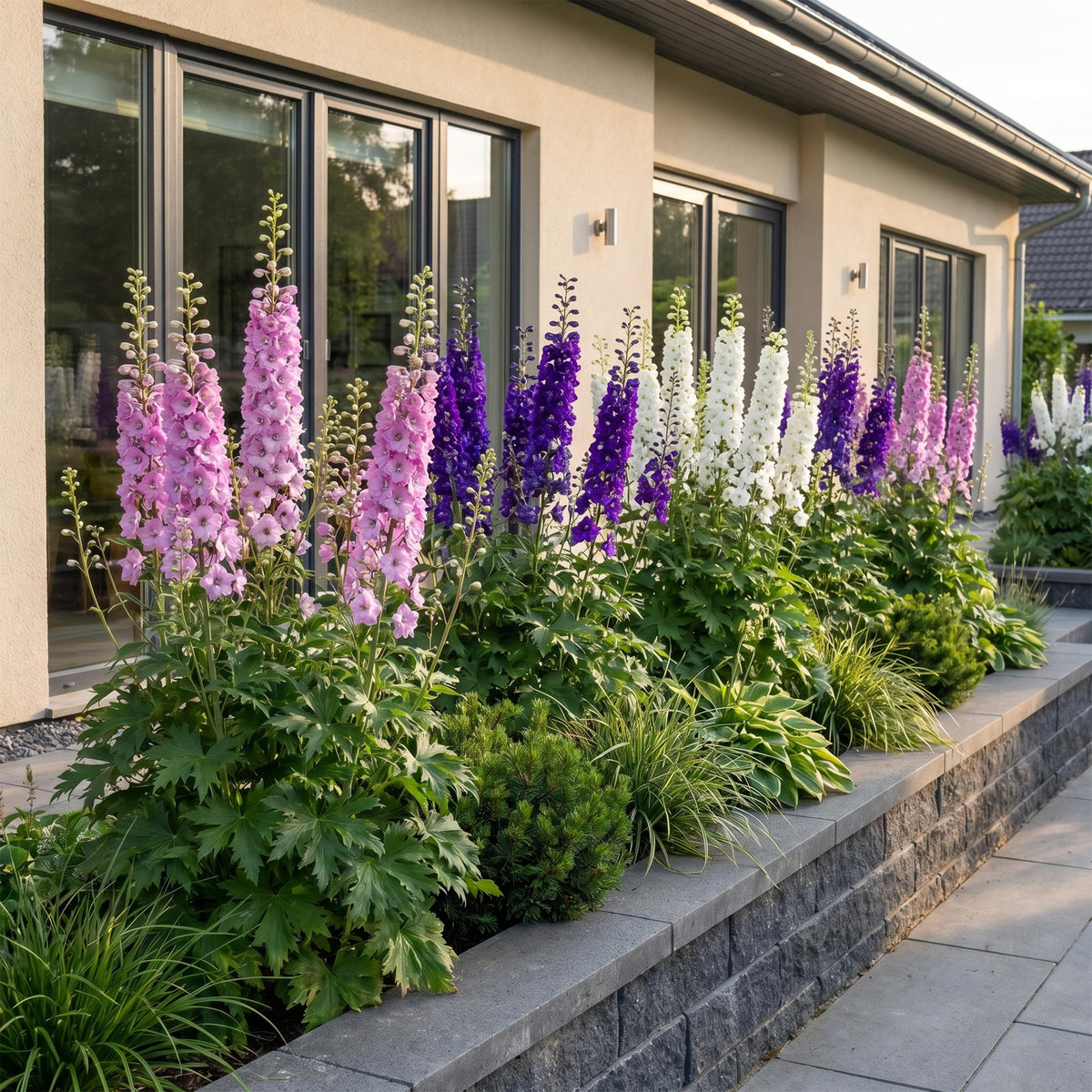 Delphinium 'Tricolour' (Sch intentionssporn) – violett-rosa-weiß – 12 Pflanzen, Ø11 cm, 15–25 cm hoch – Bild 6