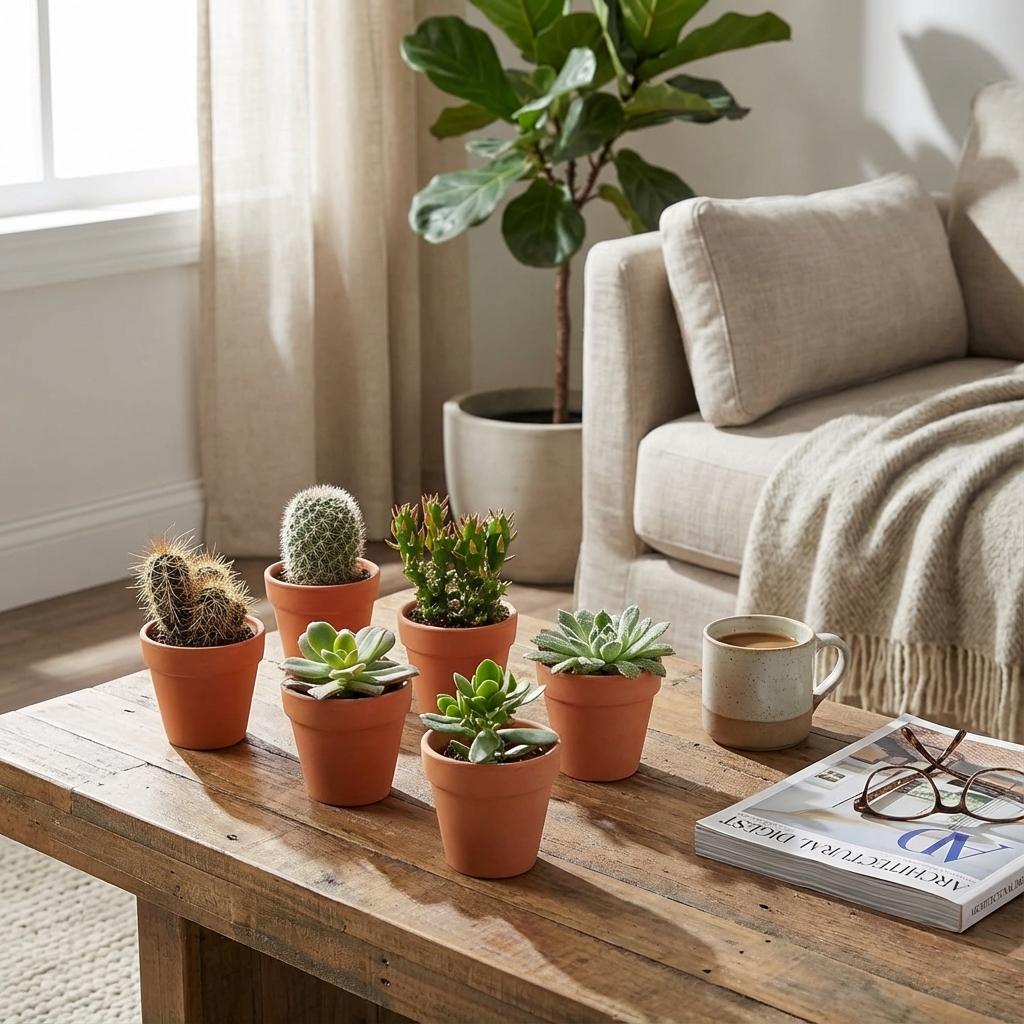 6× Mini Cactus & Succulenten Mix (Cactaceae) – Ø8 cm, 5–10 cm hoog