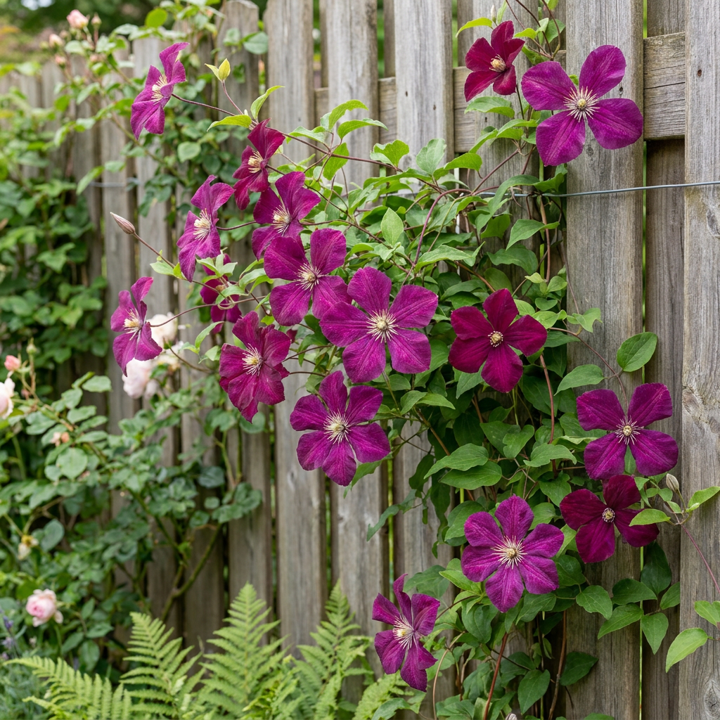 Clematis 'Rouge Cardinal' (bosrank rode kardinaal) – rood – 4 planten, Ø9 cm, 35 cm hoog