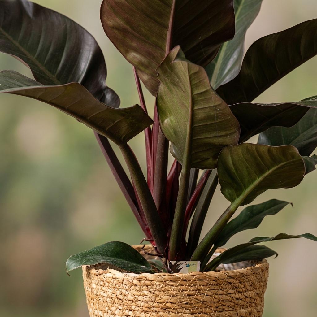 Philodendron Imperial Red med kurv – Ø19 cm, 60 cm høj