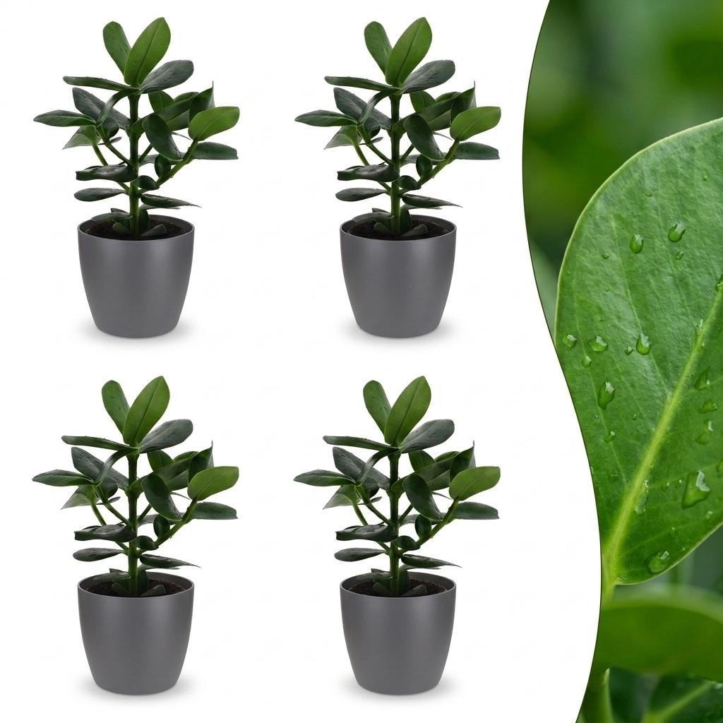 4× Clusia Princess en pot de fleurs gris – Ø12 cm, 40 cm de haut