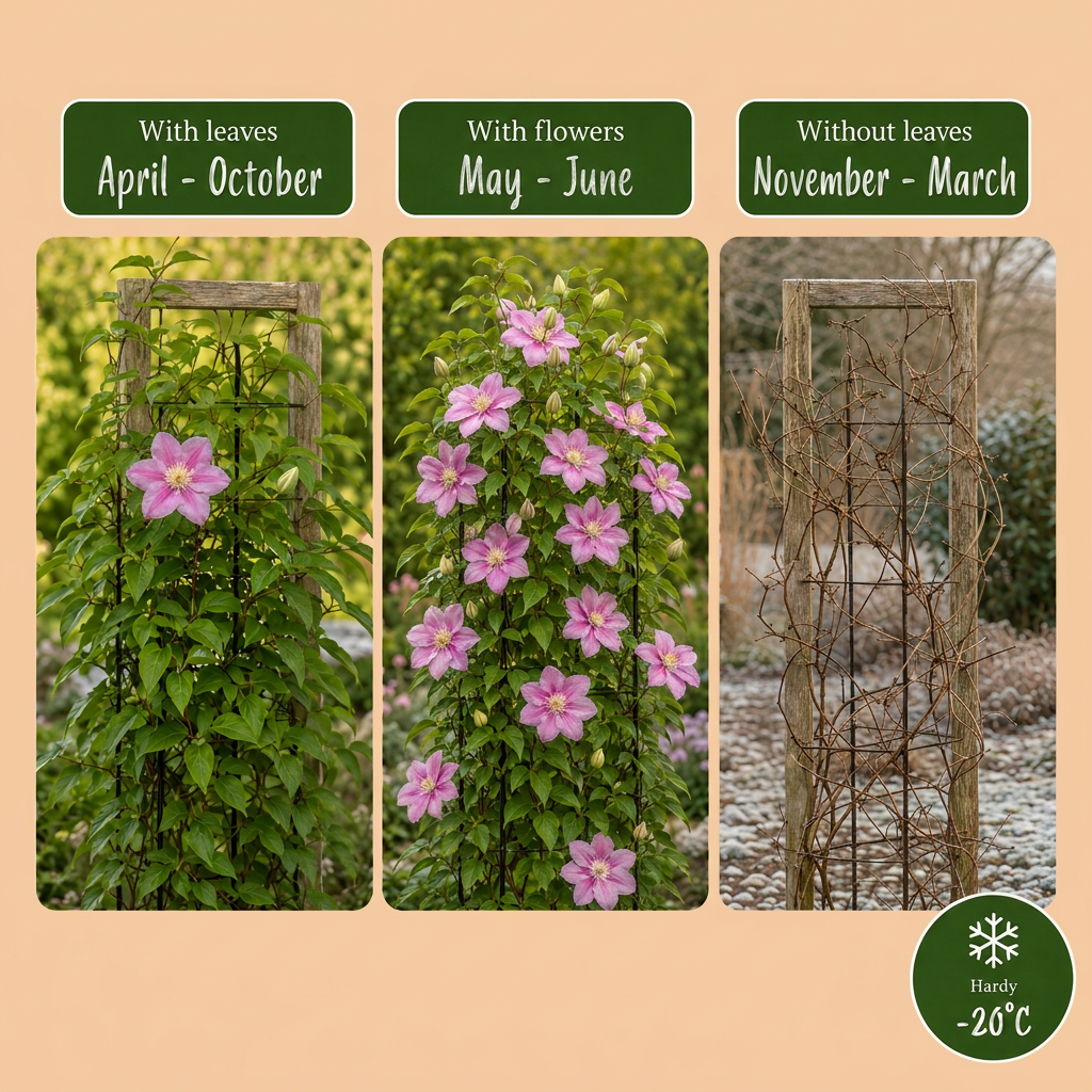 Clematis 'Piilu' (bosrank) – wit-roze – 2 planten, Ø9 cm, 35 cm hoog