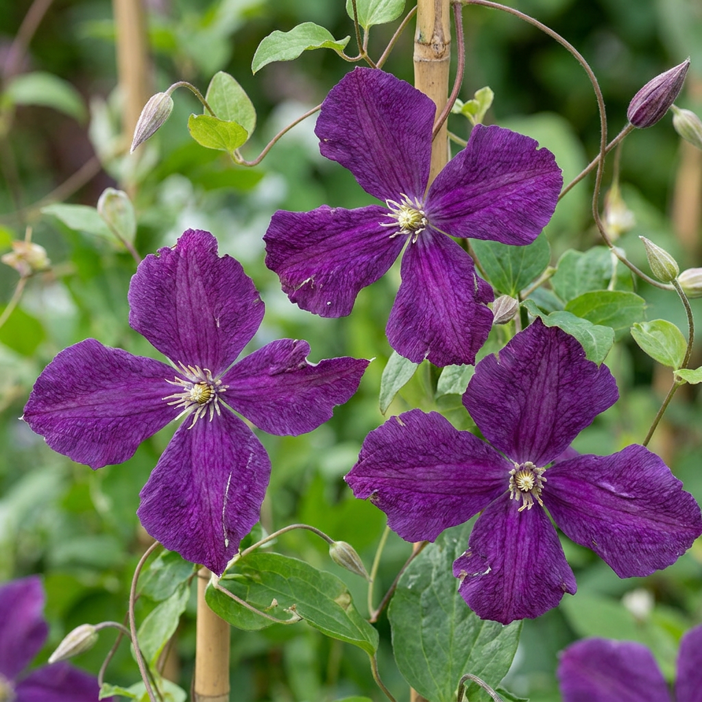 Clematis 'Viticella Polish Spirit' (bosrank) – paars – 2 planten, Ø9 cm, 35 cm hoog