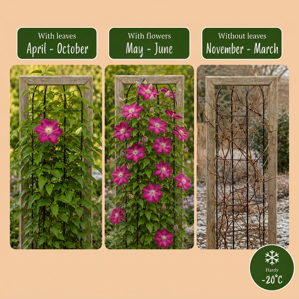 Clematis 'Ville De Lyon' (grimpette) – rouge – 2 plantes, Ø9 cm, 35 cm de haut – photo 6