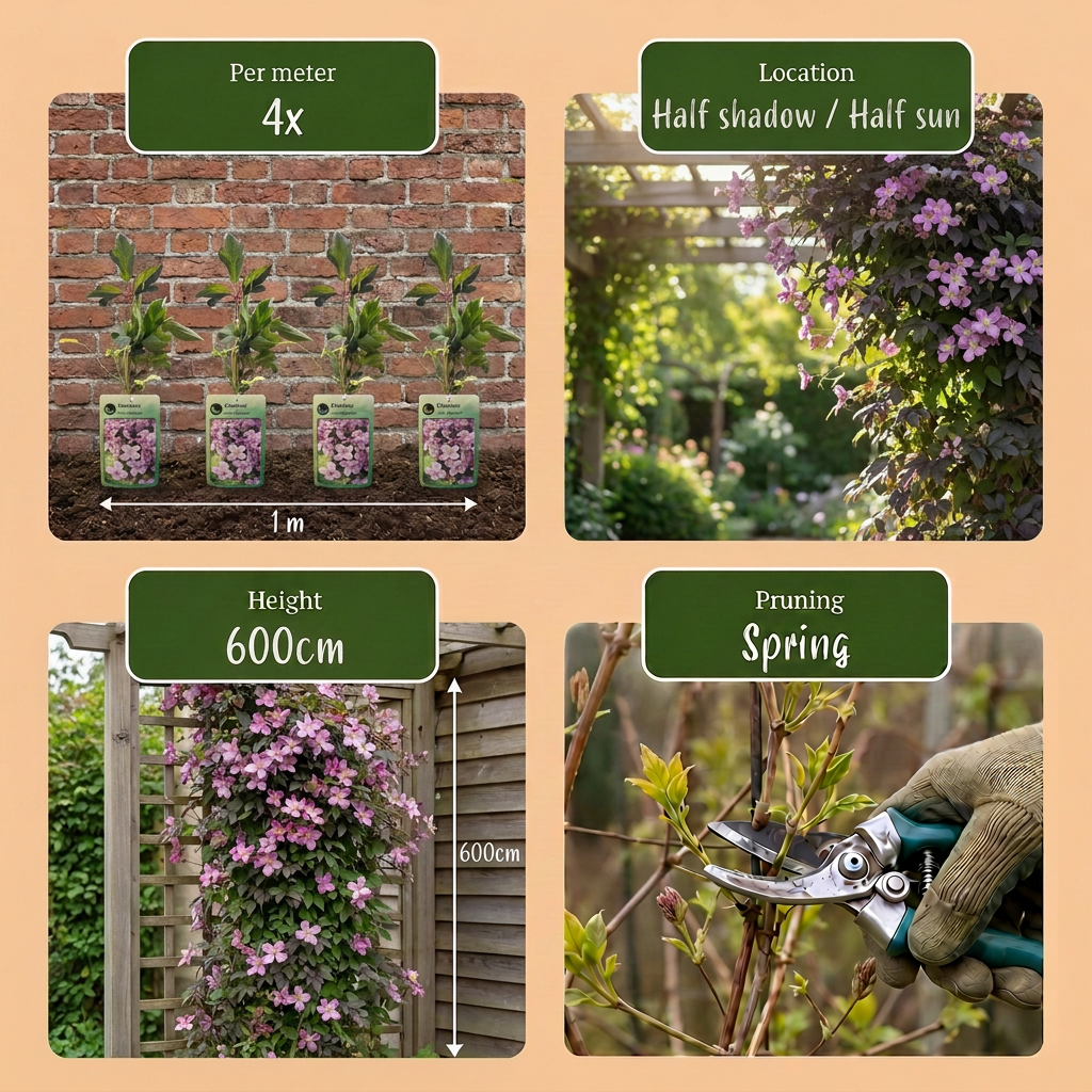 Clematis montana 'Mayleen' (clématite des montagnes) – rose clair – 2 plantes, Ø9 cm, 35 cm de haut – photo 6